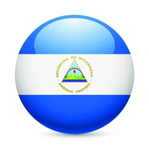 Flag Nicaragua Glossy Icon Button Nicaraguan Flag — Stock Vector