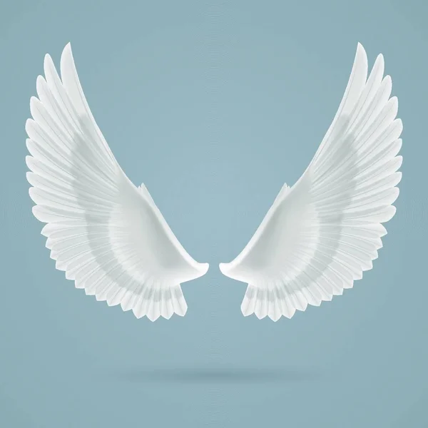Вдохновляющие Белые Крылья Нарисованные Отдельно Сером Фоне — стоковый вектор