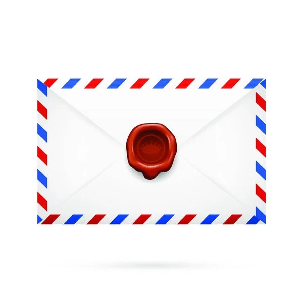 Envelope Avia Mail Com Selo Meio —  Vetores de Stock