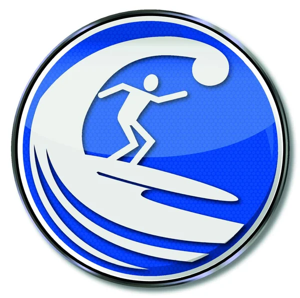 Sköld Surfare Surfa Med Stor Våg — Stock vektor