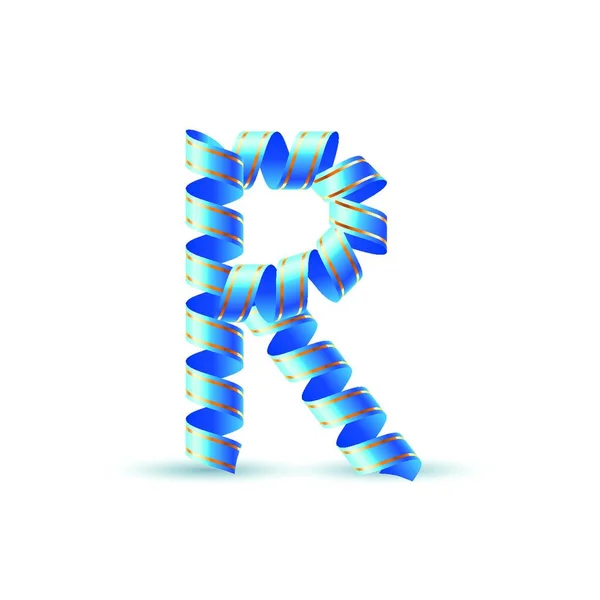 Lettre Ruban Brillant Bouclé Bleu — Image vectorielle