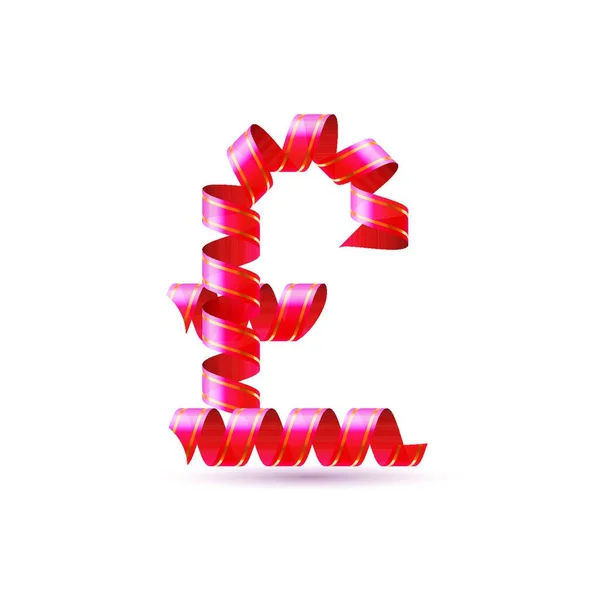 Symbol Des Pfundes Besteht Aus Roten Lockenbändern — Stockvektor