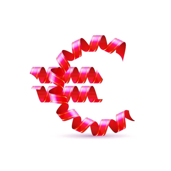Symbole Euro Est Faite Rubans Bouclés Rouges — Image vectorielle