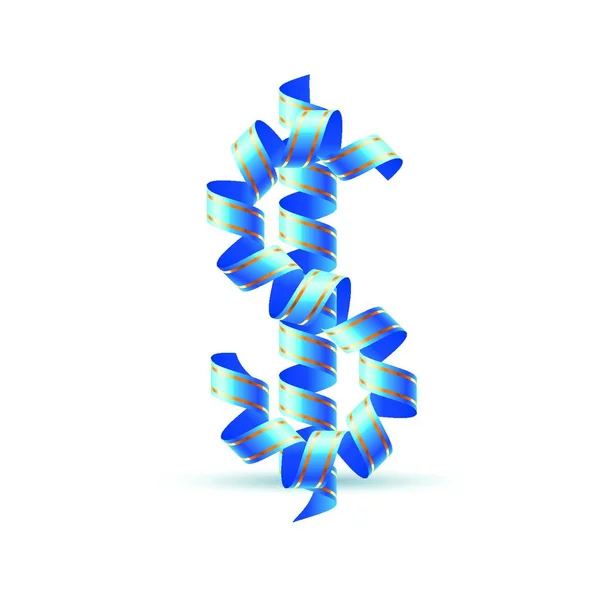 Znak Dolara Amerykańskiego Spiralnej Niebieskiej Wstążki Nieba — Wektor stockowy