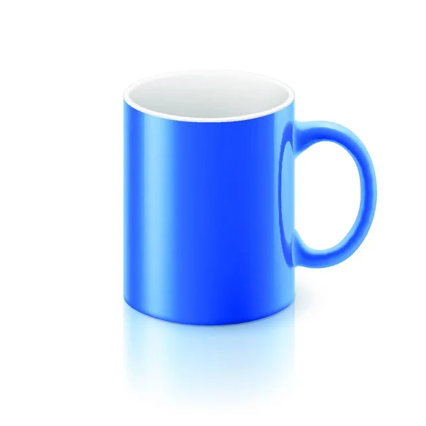 Blue Glossy Mug White Background — Stock Vector