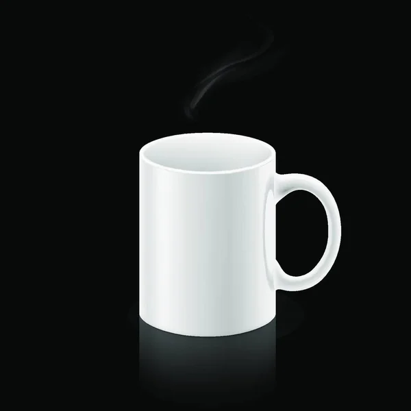 Taza Oficina Blanca Con Una Pequeña Corriente Humo Sobre Ella — Vector de stock