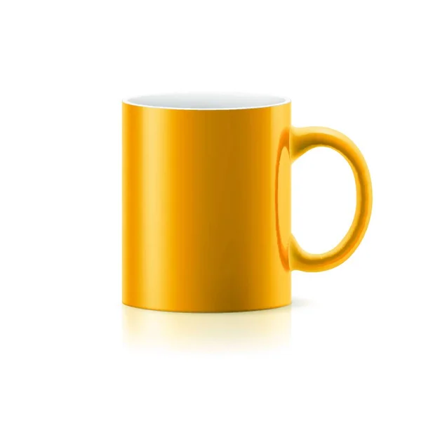 Yellow Mug Made Ceramics White Background — Stock Vector