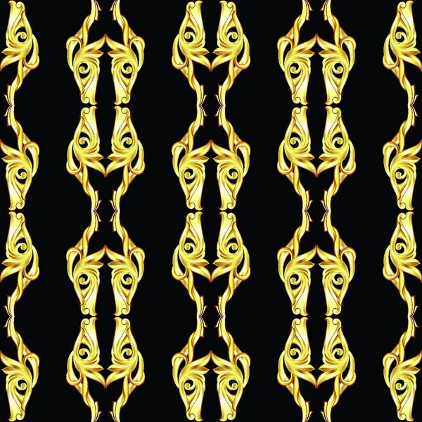 Золоті Вертикальні Візерунки Симетрії Чорному Тлі — стоковий вектор