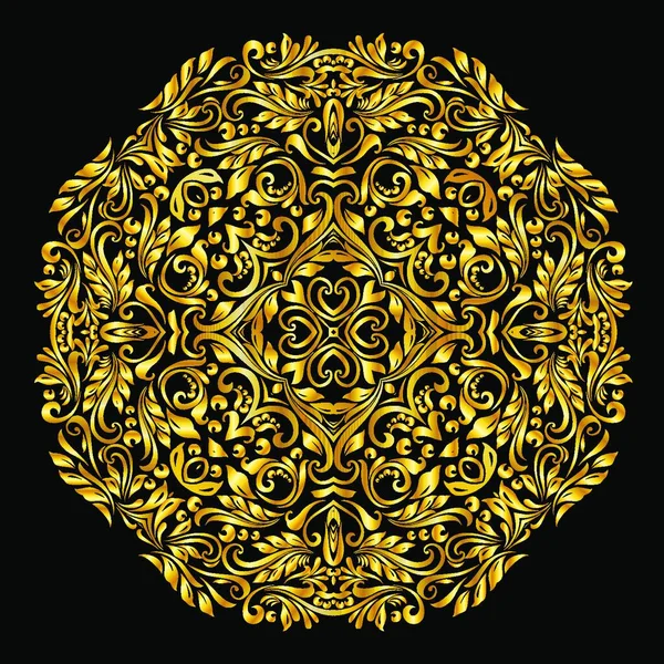 Χρυσό Στοιχείο Παρόμοιο Ένα Λουλούδι Μαύρο Φόντο — Διανυσματικό Αρχείο