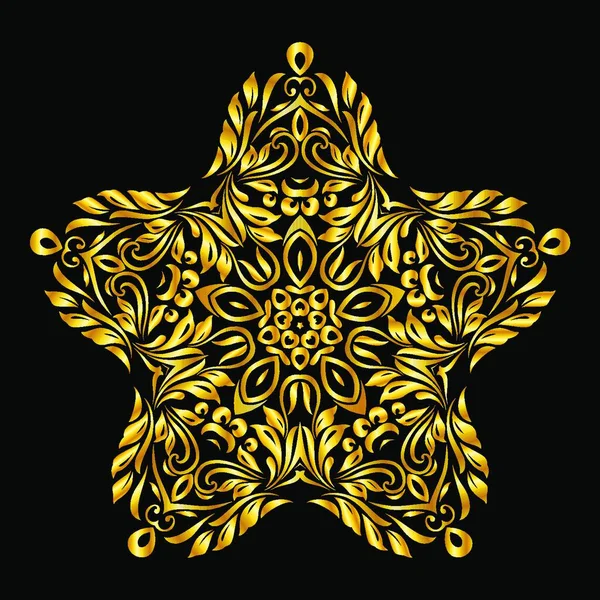 Vector Gold Element Similar Star Black Background — Stock Vector