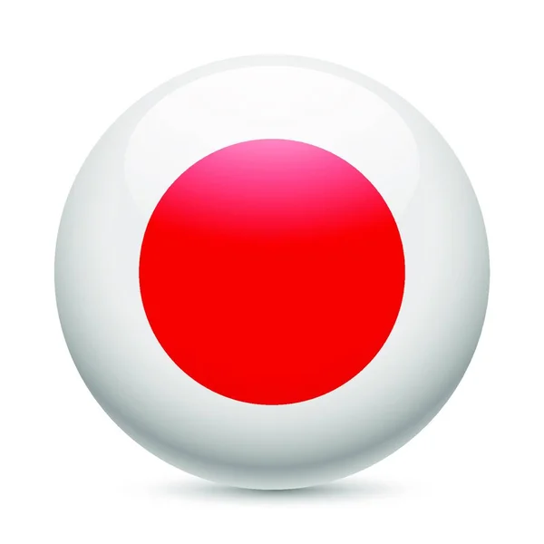 Прапор Японії Круглий Блискучий Символ Баттон Японським Прапором — стоковий вектор