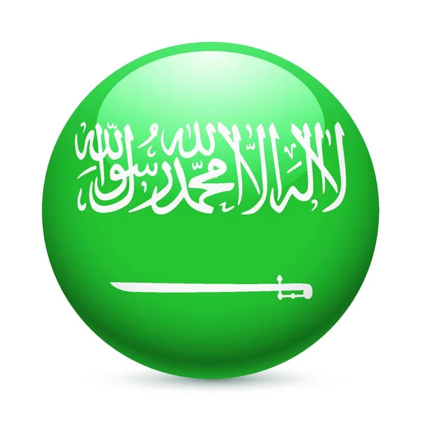 Bandiera Dell Arabia Saudita Come Icona Rotonda Lucida Pulsante Con — Vettoriale Stock