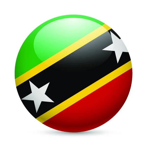 Bandiera Della Federazione Saint Kitts Nevis Come Icona Rotonda Lucida — Vettoriale Stock
