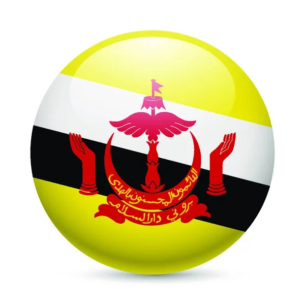 Flag Brunei Glossy Icon Button Bruneian Flag — Stock Vector
