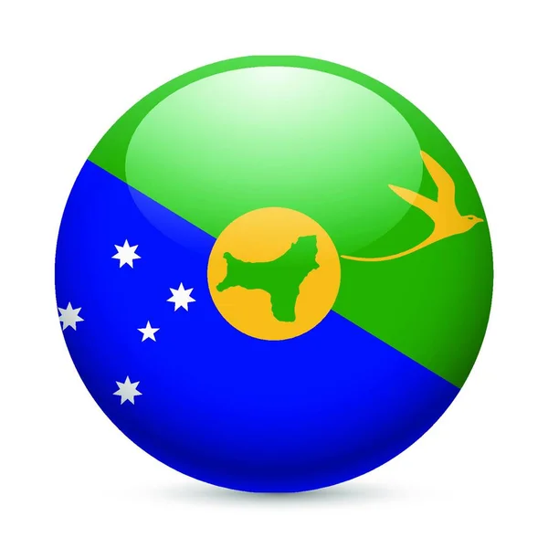 Vlag Van Christmas Island Als Rond Glanzend Icoon Knop Met — Stockvector