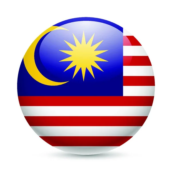 Flag Malaysia Glossy Icon Button Malaysian Flag — Stock Vector