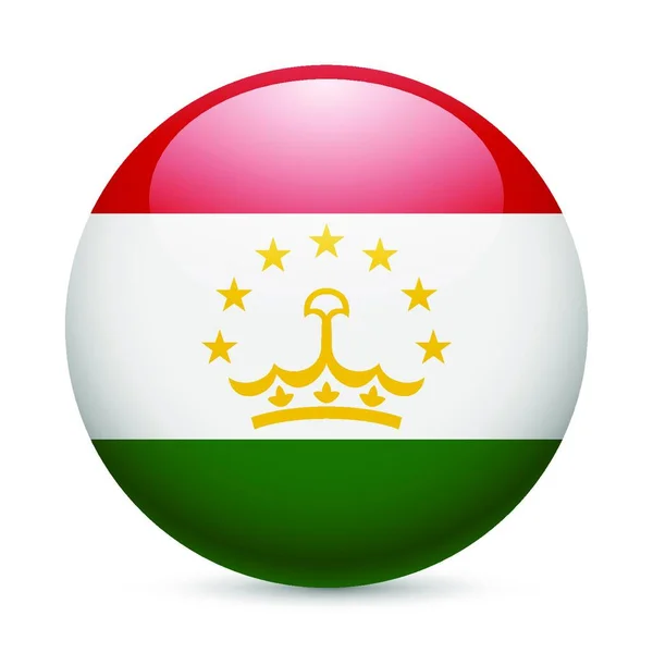 Flag Tajikistan Glossy Icon Button Tajik Flag — Stock Vector