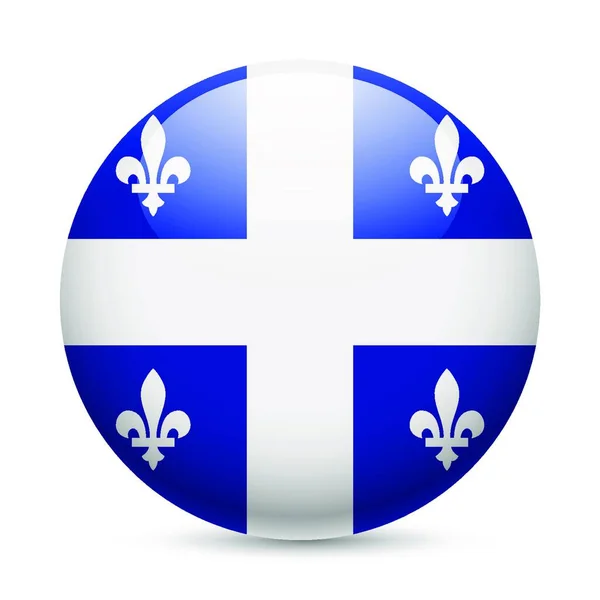Quebec Bayrağı Yuvarlak Parlak Simge Olarak Bayrak Dizaynlı Düğme — Stok Vektör