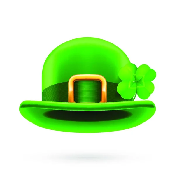 Aziz Patrick Günü Için Süslenmiş Yeşil Melon Şapka — Stok Vektör