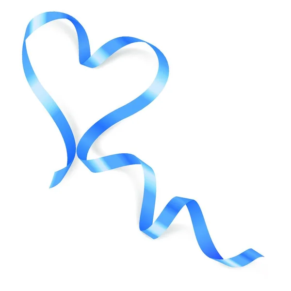 Καρδιά Από Μπλε Κορδέλα Λευκό Φόντο — Διανυσματικό Αρχείο