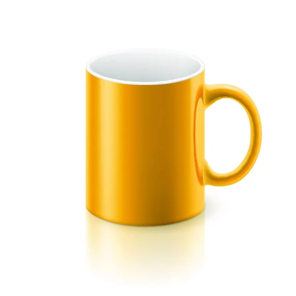 Yellow Glossy Mug White Background — Stock Vector