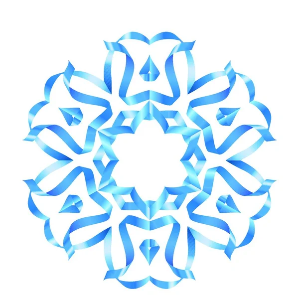 Panglică Ornată Albastră Floare Fundal Alb — Vector de stoc