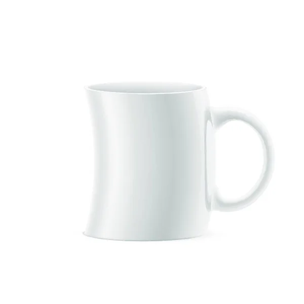 Bianco Tazza Curva Qualcosa Rimanere Sfondo Bianco — Vettoriale Stock