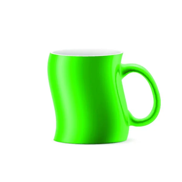 Grüne Kurve Eine Tasse Etwas Bleiben Auf Weißem Hintergrund — Stockvektor