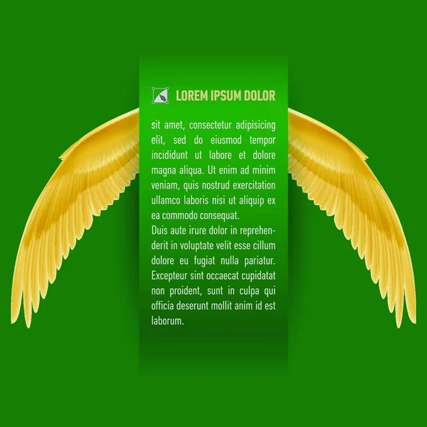 Blad Van Groenboek Met Tekst Met Vleugels Aan Beide Zijden — Stockvector
