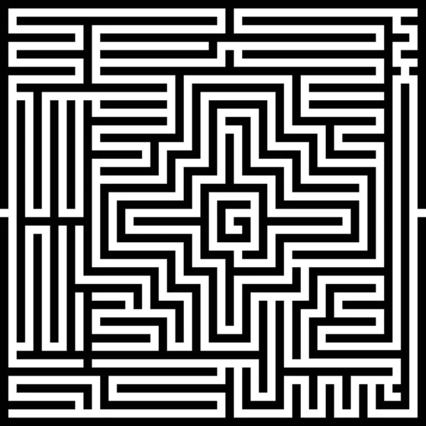 Vetor Preto Branco Ilustração Labirinto Labirinto — Vetor de Stock