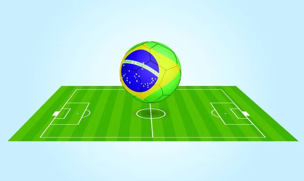 Illustration Brazil Soccer Ball Soccer Field — Stock Vector
