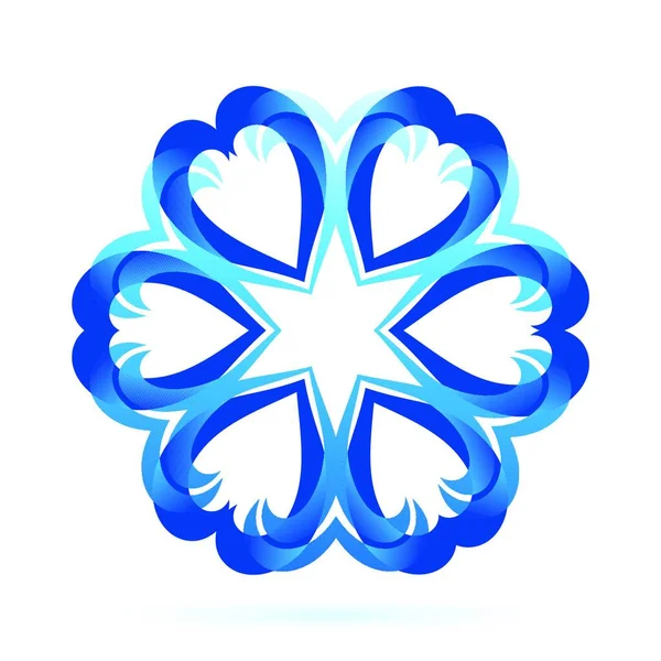 Streszczenie Niebieskiej Formy Niebieskich Odcieniach Białym Tle Wzór Płatków Śniegu — Wektor stockowy