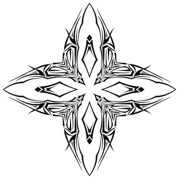 Croquis Tatouage Comme Shuriken Avec Quatre Pointes Sur Fond Blanc — Image vectorielle