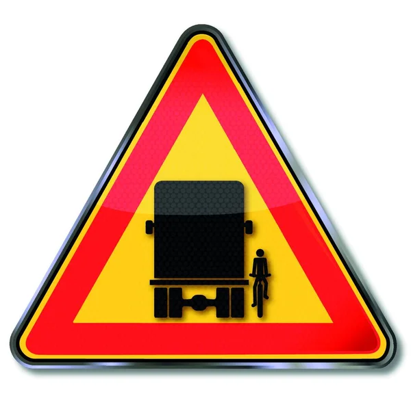 警告标志警告盲点及骑单车人士的监察 — 图库矢量图片