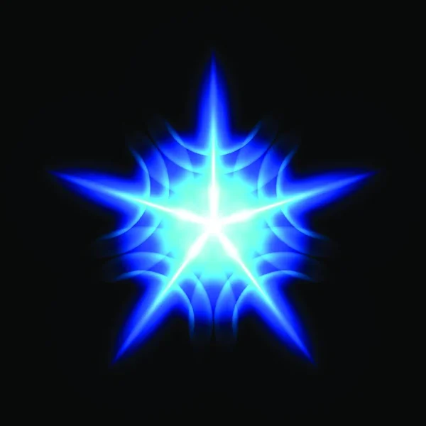 Étoile Numérique Lumineuse Avec Cinq Pointes Sur Fond Noir — Image vectorielle