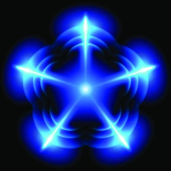 Светлая Цифровая Звезда Пятью Подсказками Чёрном Фоне — стоковый вектор
