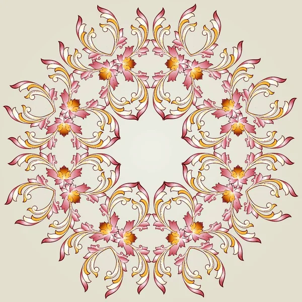 Flower Pattern Brown Henna Beige Background — Stock Vector