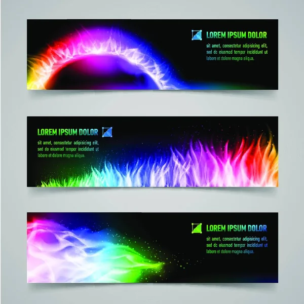 Set Mystic Banners Multicolored Flame — Stock Vector