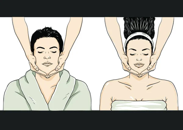 Massage Vector Man Woman — Stock Vector