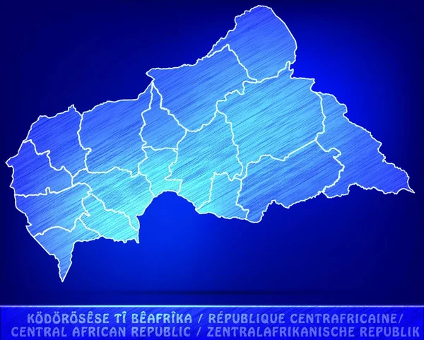 Mappa Della Repubblica Centrafricana Con Confini Come Scarabeo — Vettoriale Stock
