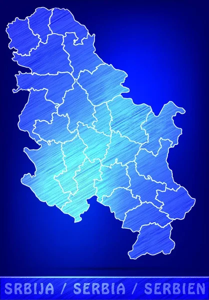 Mapa Serbia Com Fronteiras Como Rabiscos Mapa Ilustração Vetorial —  Vetores de Stock