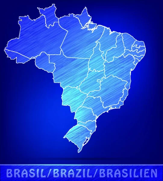 Karte Von Brasilien Mit Grenzen Als Scrible — ストックベクタ