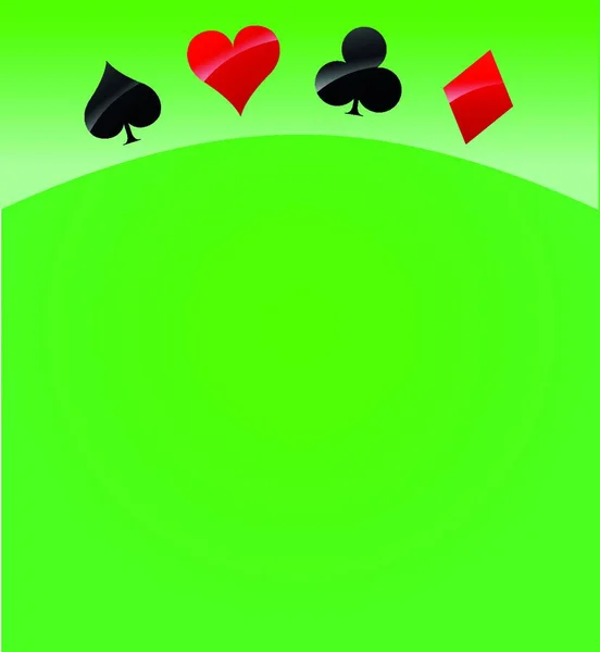 Εικονογράφηση Διάνυσμα Του Καζίνο Κάρτες Πράσινο Φόντο — Διανυσματικό Αρχείο