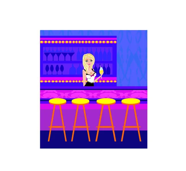 Barman Serve Uma Bebida — Vetor de Stock