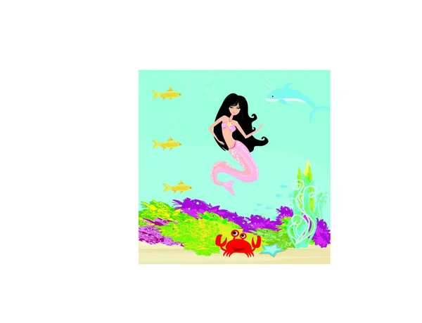 Illustration Einer Schönen Meerjungfrau — Stockvektor