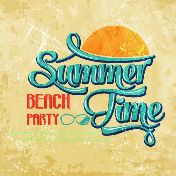 Escritura Caligráfica Summer Time Beach Party Ilustración Vectorial — Archivo Imágenes Vectoriales