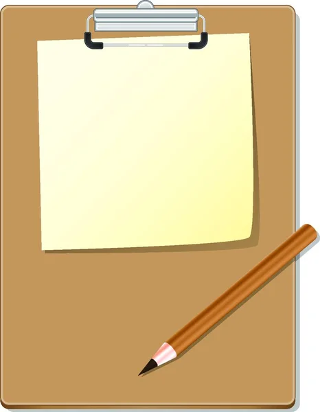 Clipboard Com Papel Leitura Verde Pensil Ilustração Vetorial — Vetor de Stock