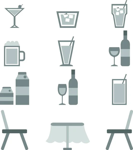 Напої Іконки Ресторані Білому Тлі Фондовий Вектор — стоковий вектор