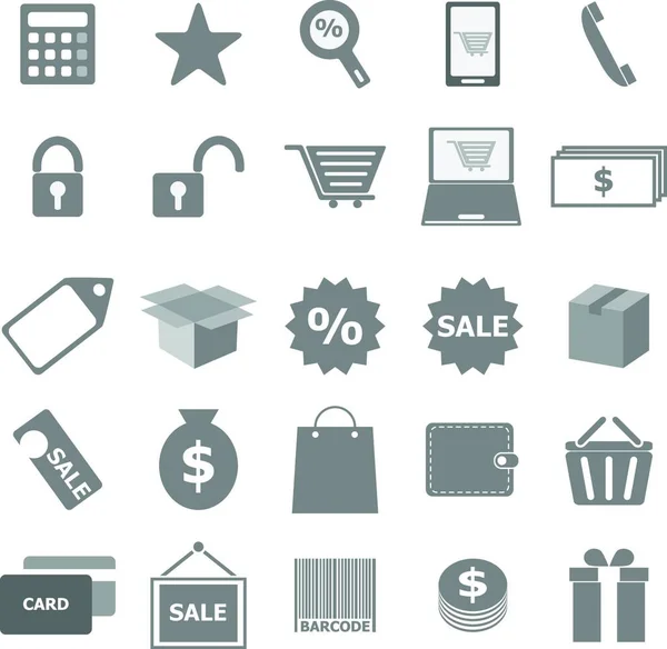 Iconos Compras Sobre Fondo Blanco Vector Stock — Archivo Imágenes Vectoriales