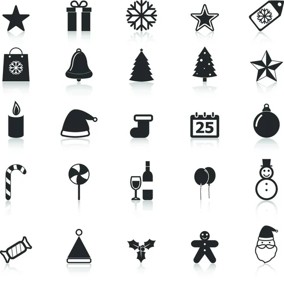 Iconos Navidad Con Reflexionar Sobre Fondo Blanco Vector Stock — Archivo Imágenes Vectoriales